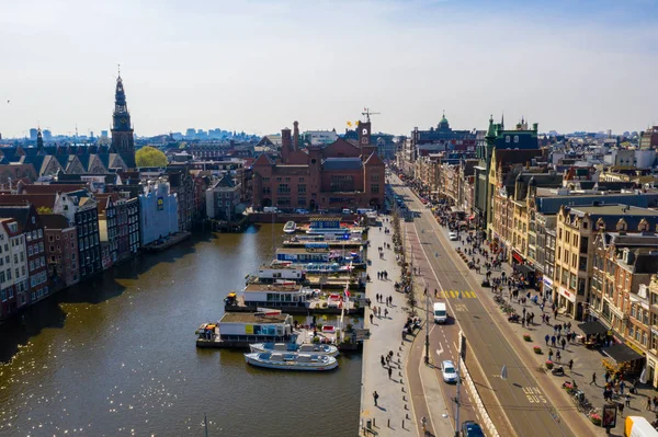 Panoramic Aerial View Amsterdam Beautiful Summer Day Netherlands Classical Cathedral — Stock Photo, Image