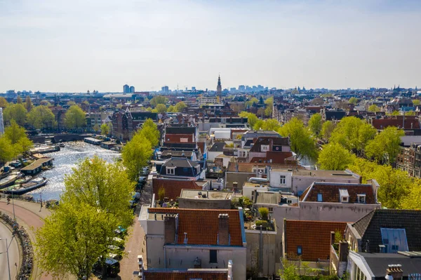 Vista Panorámica Ámsterdam Durante Hermoso Día Verano Los Países Bajos — Foto de Stock