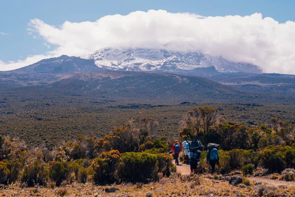 Kilimanjaro Tanzania March 2020 African Porters Who Carrying Stuff Head — Stock Photo, Image