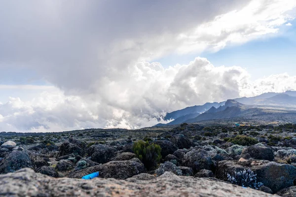 Beautiful Landscape Tanzania Kenya Kilimanjaro Mountain Rocks Bushes Empty Volcanic — Stock Photo, Image