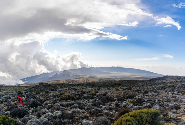 Beautiful Landscape Kilimanjaro Volcano Tanzania Rocks Bushes Empty Volcanic Terrain — Stock Photo, Image