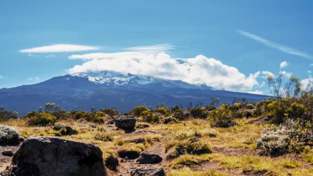 Timelapse Vista Kibo Con Uhuru Peak 5895M Montagna Più Alta — Video Stock