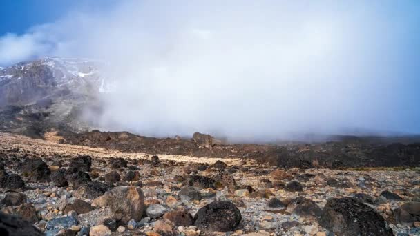 Timelapse Kilátás Kibo Uhuru Csúcs 5895M Legmagasabb Hegy Afrikában Kilimandzsáró — Stock videók