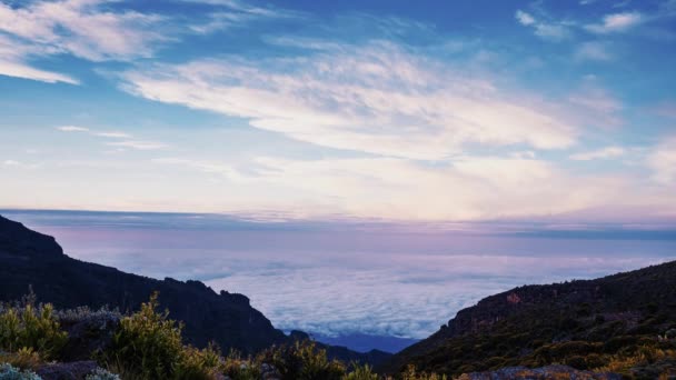 Timelapse Άποψη Του Κίμπο Uhuru Peak 5895M Υψηλότερο Βουνό Στην — Αρχείο Βίντεο