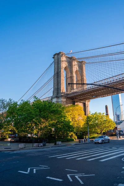 Brooklyn Bridge Dessus East River Vue Front Mer New York — Photo
