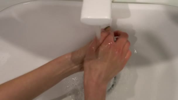 Hände Mit Seifenlauge Waschen Reinigen Und Desinfizieren — Stockvideo