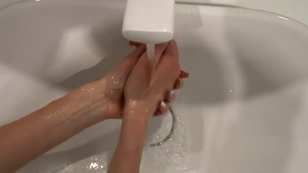 Lavarsi Mani Con Raccolta Del Sapone Pulizia Disinfezione — Video Stock