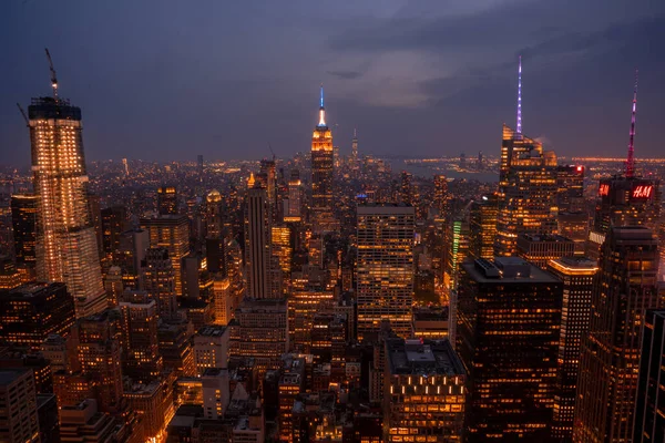 New York Mei 2019 New York City Nachtelijke Skyline Met — Stockfoto