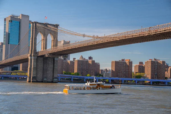 Hermosa Vista Panorámica Del Puente Brooklyn Desde Parque Brooklyn Con — Foto de Stock