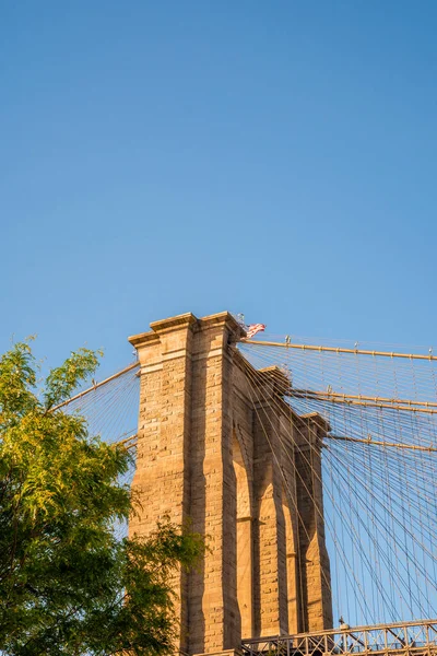 Vista Cercana Del Puente Brooklyn Desde Parque Brooklyn — Foto de Stock