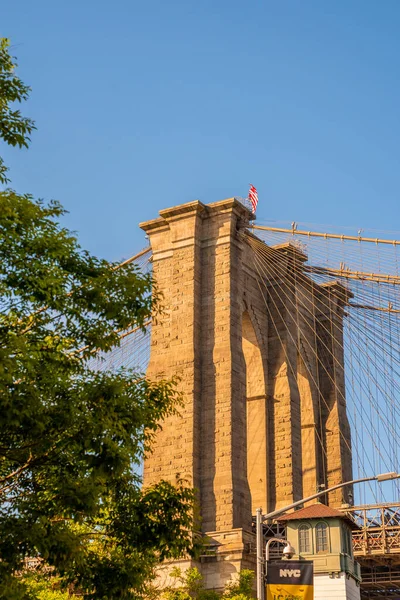 Vue Rapprochée Pont Brooklyn Depuis Parc Brooklyn — Photo