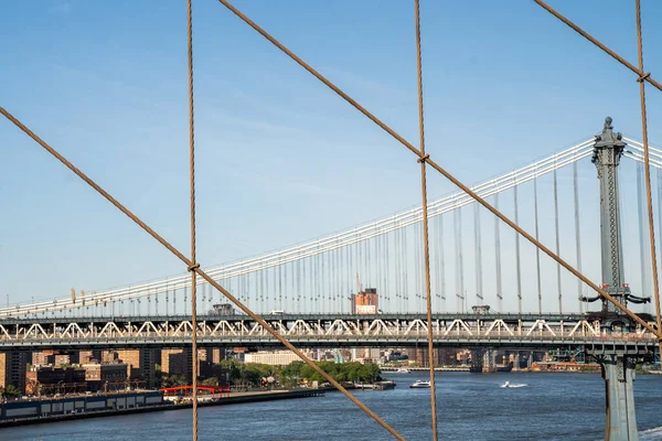 Vue Rapprochée Pont Manhattan Depuis Pont Brooklyn — Photo