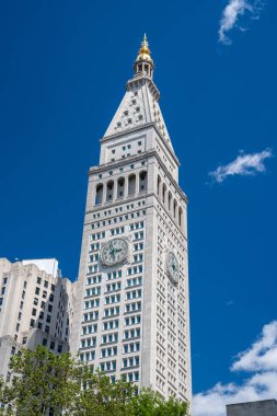 Manhattan, New York 'taki gökdelenlerin yakın görüntüsü.