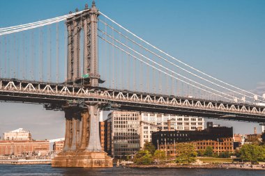 New York, ABD 'deki Brooklyn Köprüsü manzaralı.