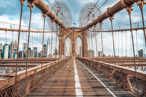 Empty Brooklyn Bridge during lockdown in New York, because of the pandemic.