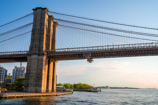 View of the Brooklyn bridge in New York, USA