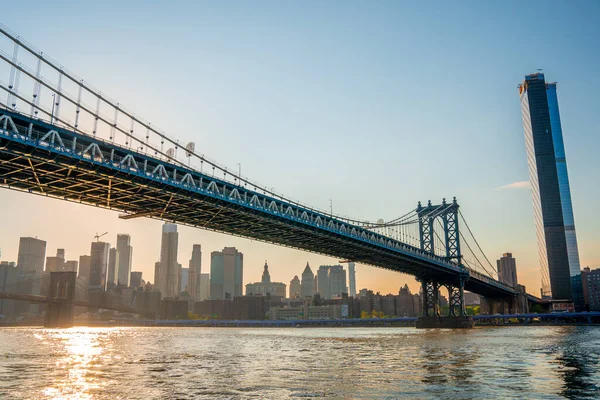 Close Zicht Manhattan Brug Vanaf Het Brooklyn Park Met Een — Stockfoto