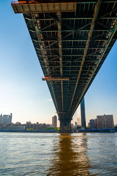 Γκρο Πλαν Άποψη Της Γέφυρας Μανχάταν Από Πάρκο Μπρούκλιν Χαμηλότερη — Φωτογραφία Αρχείου