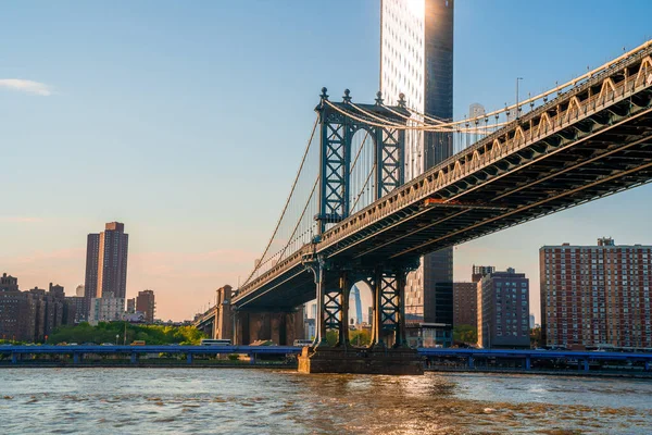 Vue Rapprochée Pont Manhattan Depuis Parc Brooklyn Avec Une Vue — Photo