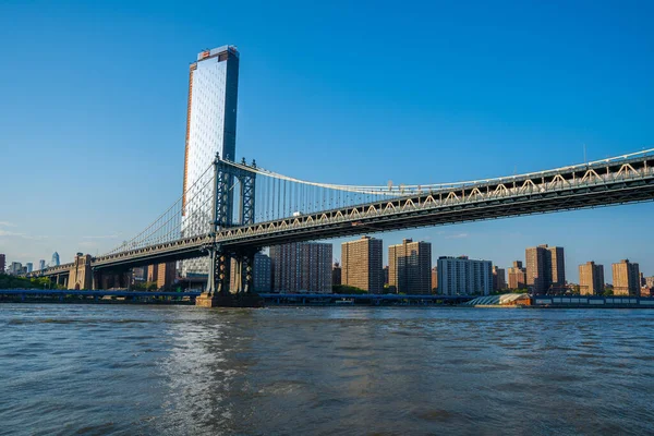 Widok Bliska Most Manhattanie Parku Brooklyn Widokiem Dolny Manhattan Drugiej — Zdjęcie stockowe