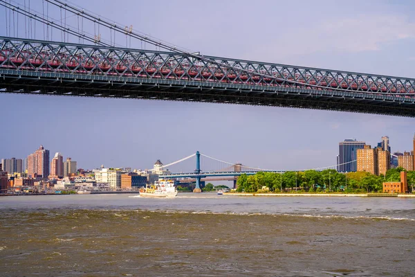 Vista Panorámica Del Puente Williamsburg Desde Parque Domino Brooklyn Nueva — Foto de Stock