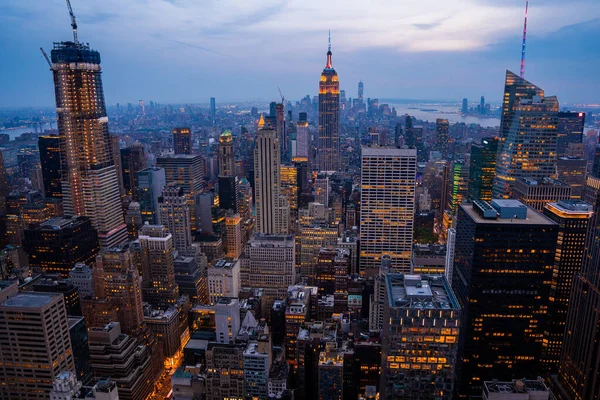 Ночной Нью Йорк Сити Менеджерами Небоскребами Манхэттене — стоковое фото