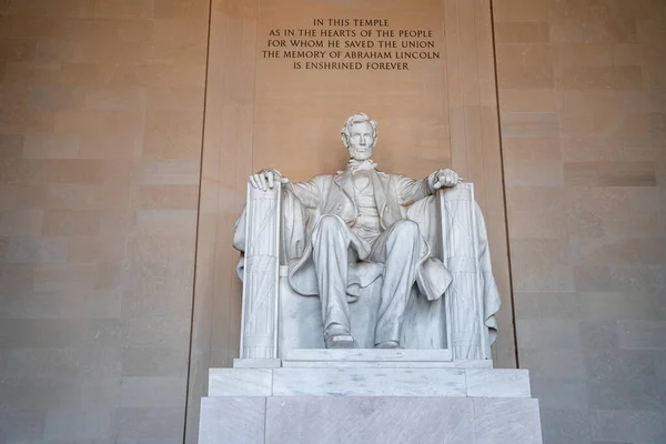 Abraham Lincoln Szobor Lincoln Memorial Épületében Amerikai Egyesült Államok Elnökének — Stock Fotó