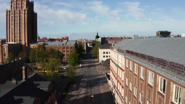 Veduta Aerea Ravvicinata Dell Accademia Lettone Delle Scienze Riga Lettonia — Video Stock
