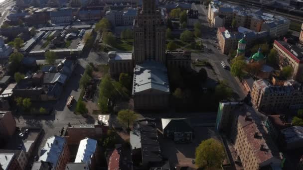 Vue Aérienne Rapprochée Académie Lettone Des Sciences Riga Lettonie Été — Video