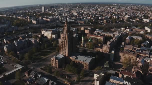 Luchtfoto Van Letse Academie Voor Wetenschappen Riga Letland Het Werd — Stockvideo