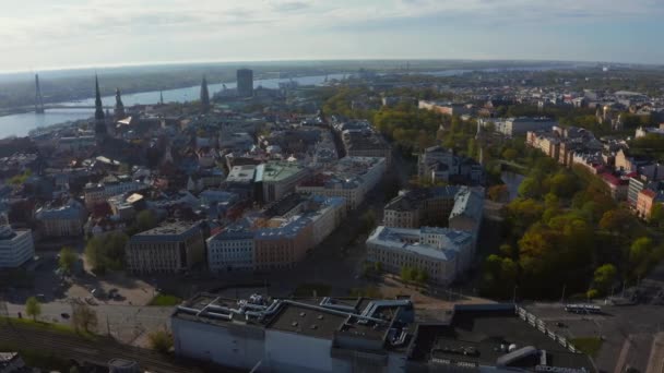 Veduta Aerea Ravvicinata Dell Accademia Lettone Delle Scienze Riga Lettonia — Video Stock