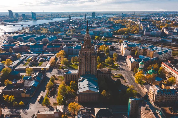 Calles Vacías Riga Cerca Academia Letona Ciencias Fue Construido Entre —  Fotos de Stock