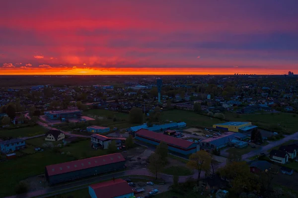 Epic Purple Orange Sunset View Latvia — Stock Photo, Image