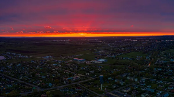 Epic Violet Orange Coucher Soleil Vue Sur Lettonie — Photo