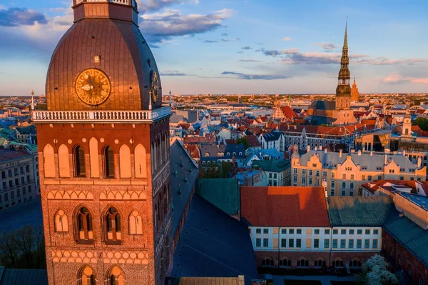 Aerial View Riga Old Town Magical Sunset Latvia — Stock Photo, Image