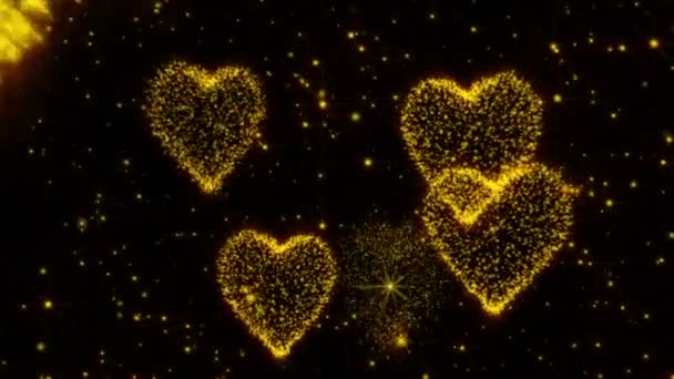 Glowing hearts background. — Stock Video