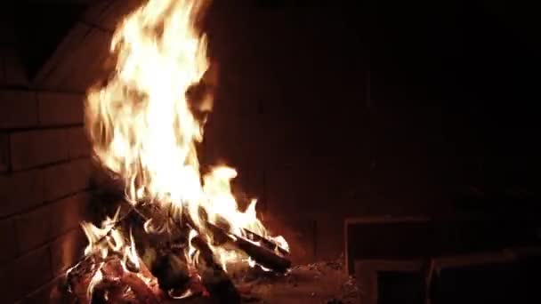 Quemaduras Fuego Chimenea — Vídeo de stock