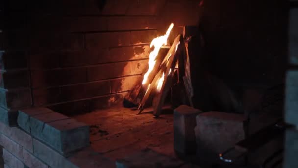 Fire Burns Fireplace Video Clip
