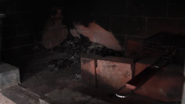 Fire Burns Fireplace — Stock Video