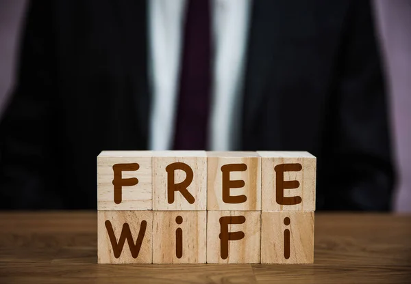Sign Saying Free Wifi Customers Hotels Retail Internet Cafe Internet — Stock Photo, Image