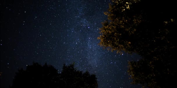 Yıldız zaman atlamalı, gece gökyüzünde hareket Samanyolu — Stok video