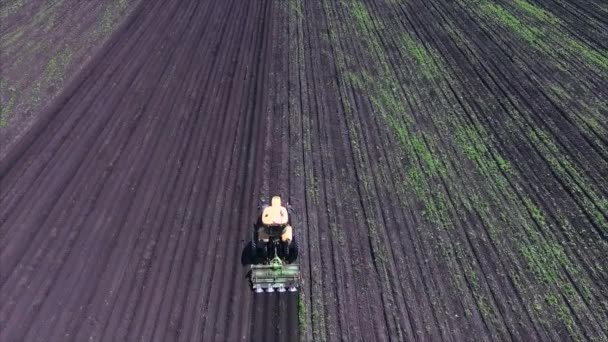 农业领域和拖拉机 — 图库视频影像