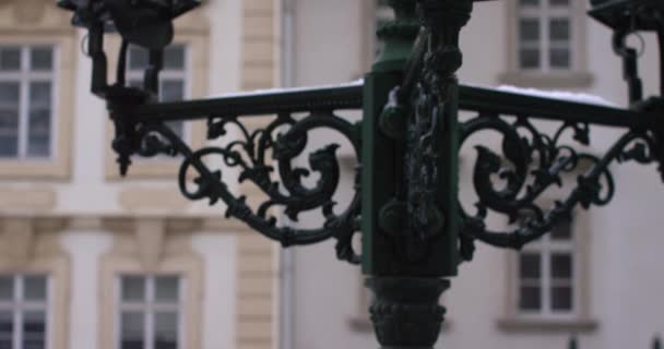 A view of winter Prague street slow motion — Stock Video