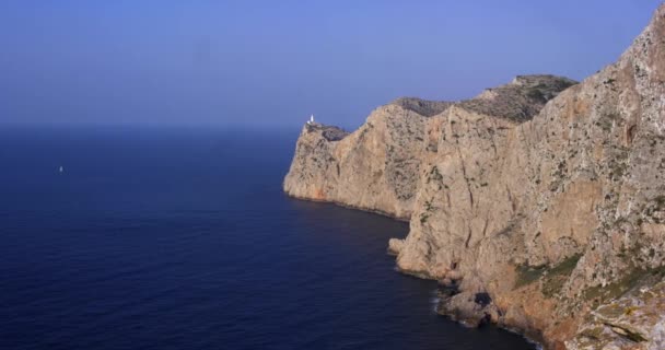 Cap de Formentor, Majorca, picturesque viewpoint of mountains near Balearic Islands shot in slow motion 4k. — Stock Video