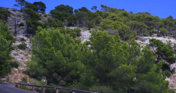 falaises Rocheuses Formations Caméra Aérienne Voler le long des Rochers Verticaux Aventure Épique Paysage Révélant Route Tourbillonnante Vallée Été Nature Beauté Arrière-plan 