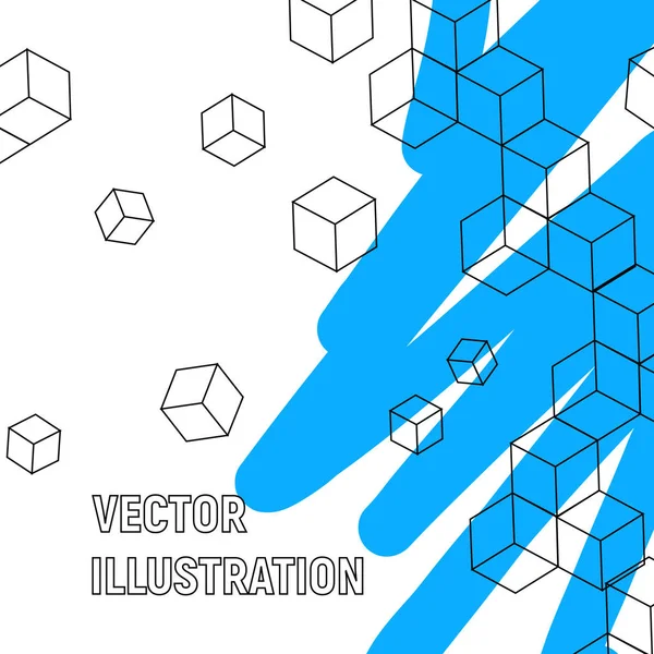 Cube fond abstrait à pois bleus et éclaboussures — Image vectorielle
