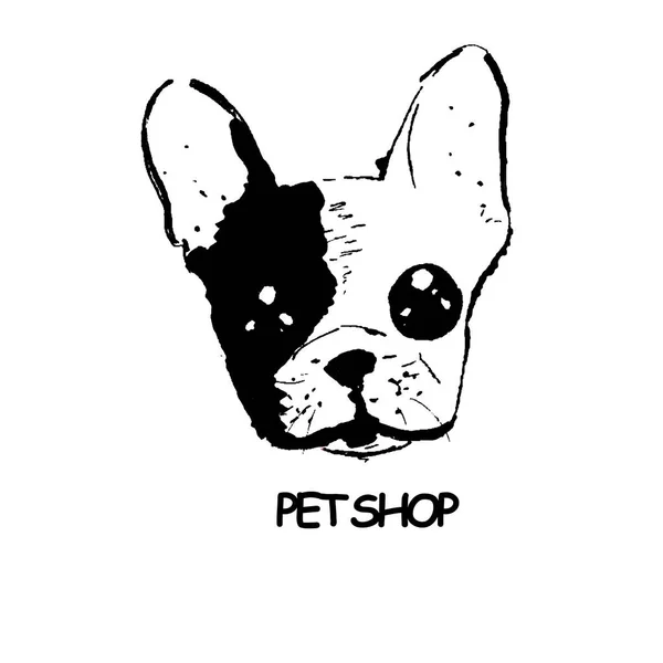 Vector close up portrait of french bulldog logotype for pet shop — Stock Vector