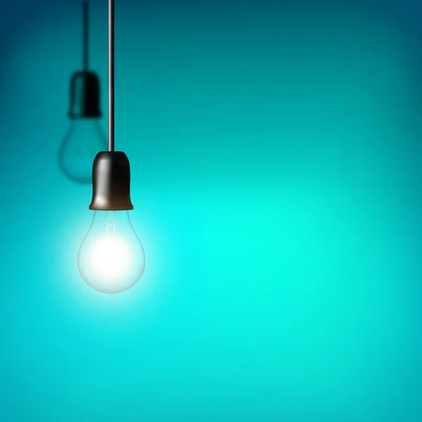 Vektor-lampa på blå grön bakgrund. Realistisk stil lampa. — Stock vektor
