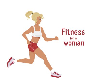 Vektör kız koşu gider, kadın kardiyo egzersiz yapar