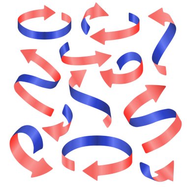 Vektör gerçekçi kümesi şerit. Mavi ve pembe renkli öğeleri